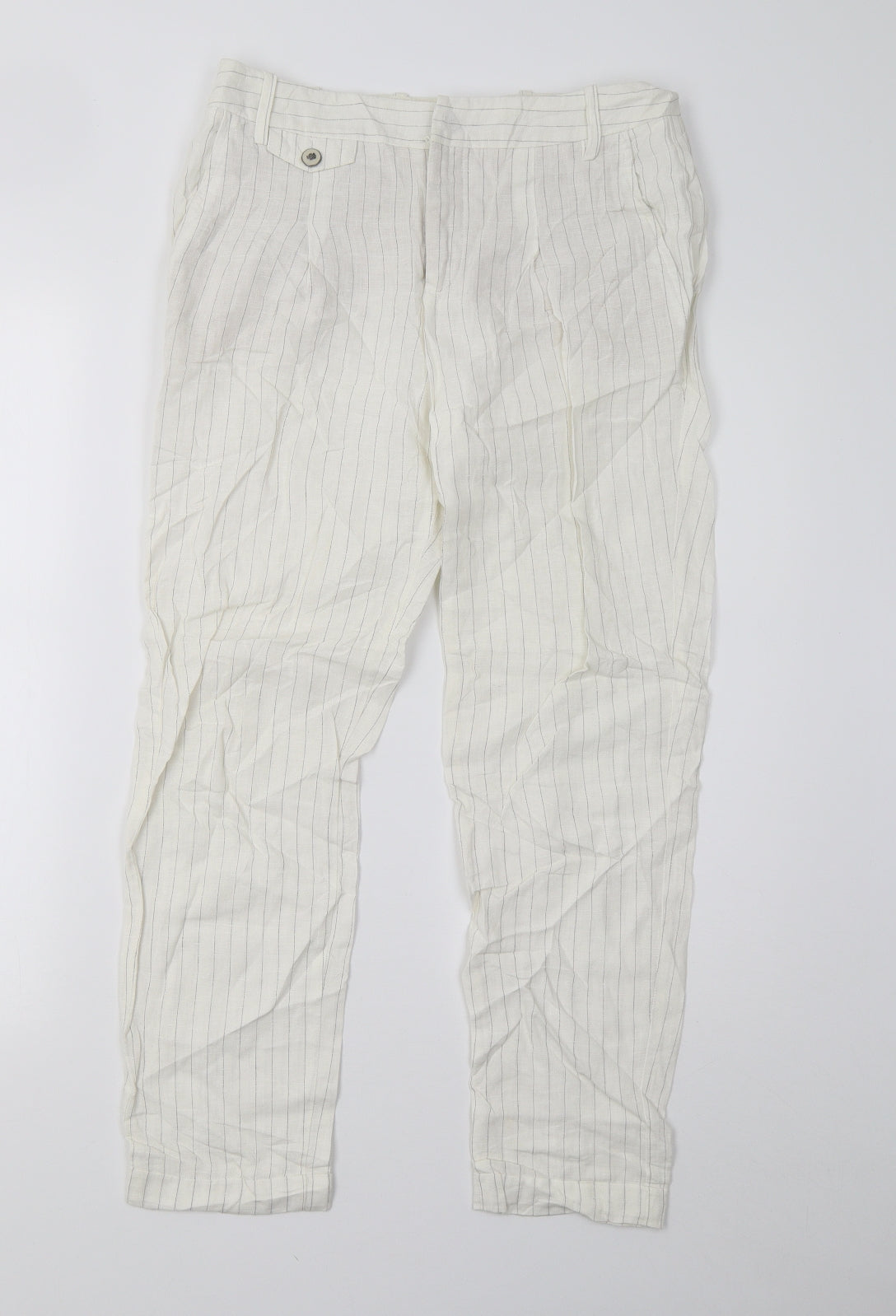 Zara Womens Ivory Striped  Trousers  Size S L25 in