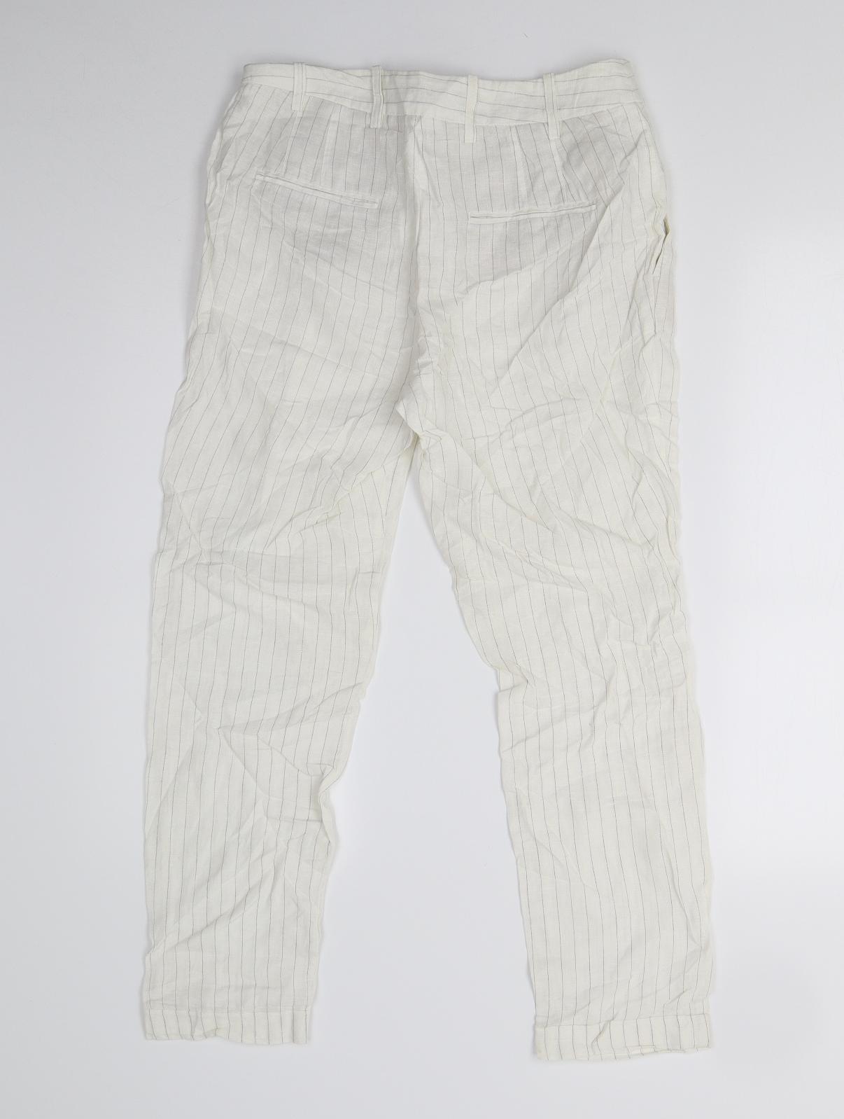 Zara Womens Ivory Striped  Trousers  Size S L25 in