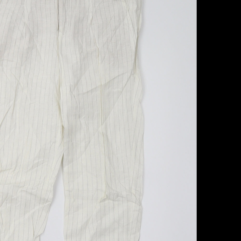 Zara Womens Ivory Striped  Trousers  Size S L25 in