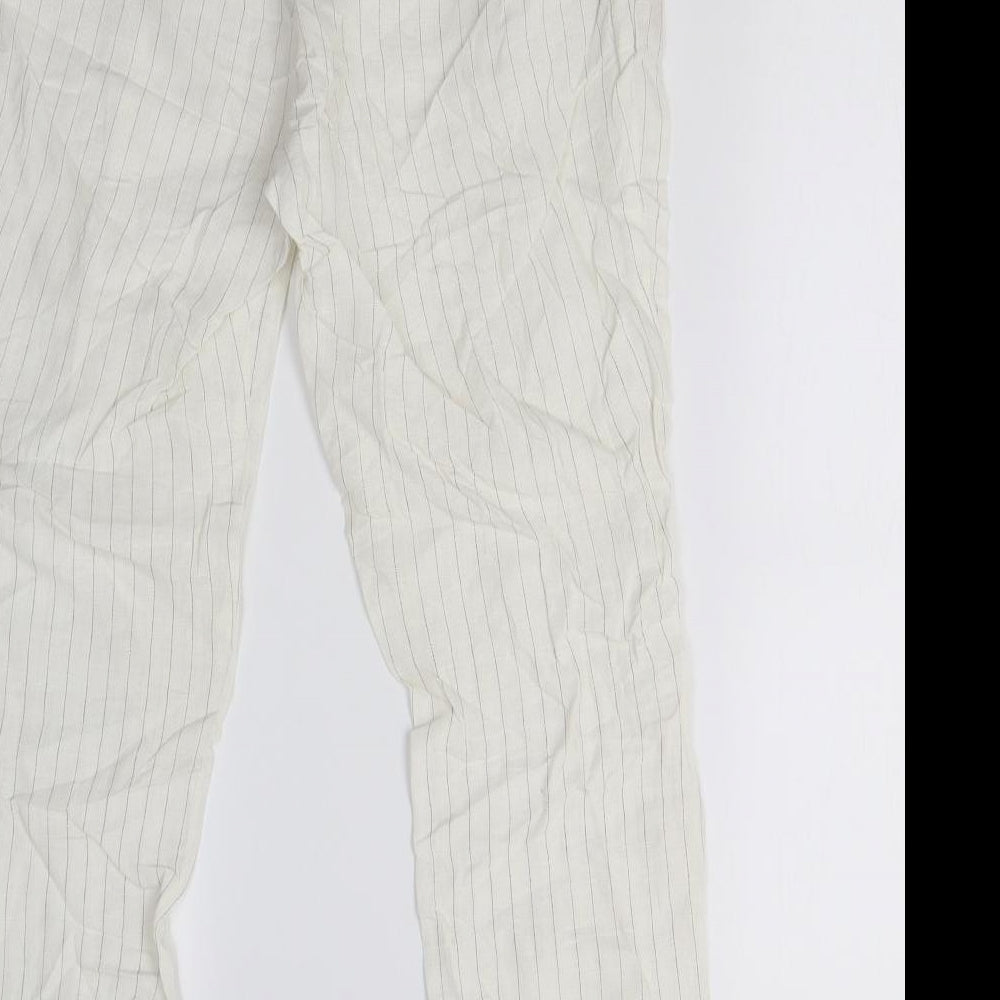 Zara Womens Ivory Striped  Trousers  Size S L25 in