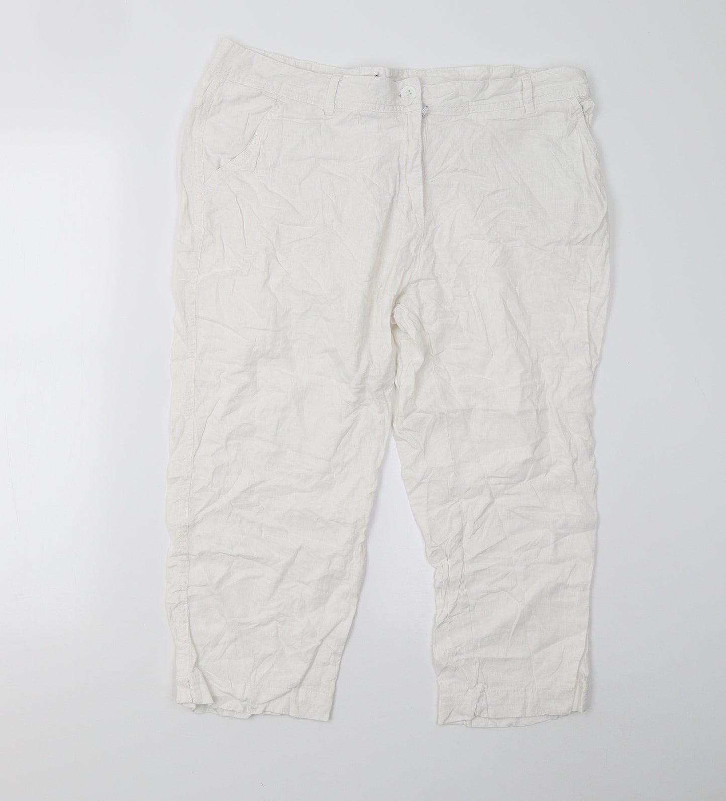 Brandtex Womens White   Capri Trousers Size 16 L21 in