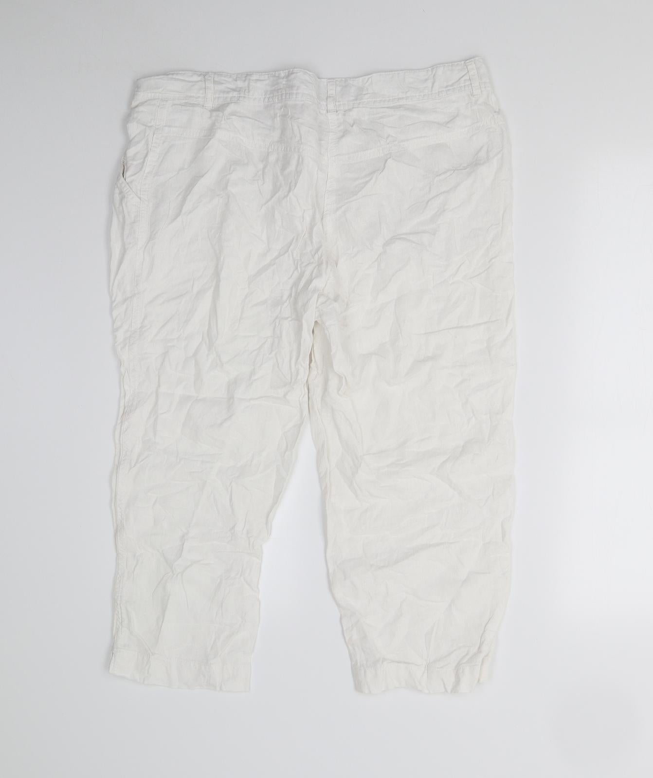 Brandtex Womens White   Capri Trousers Size 16 L21 in