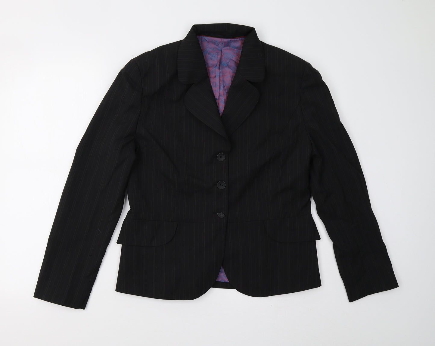 Wardrobes Womens Black Striped  Jacket Suit Jacket Size 12