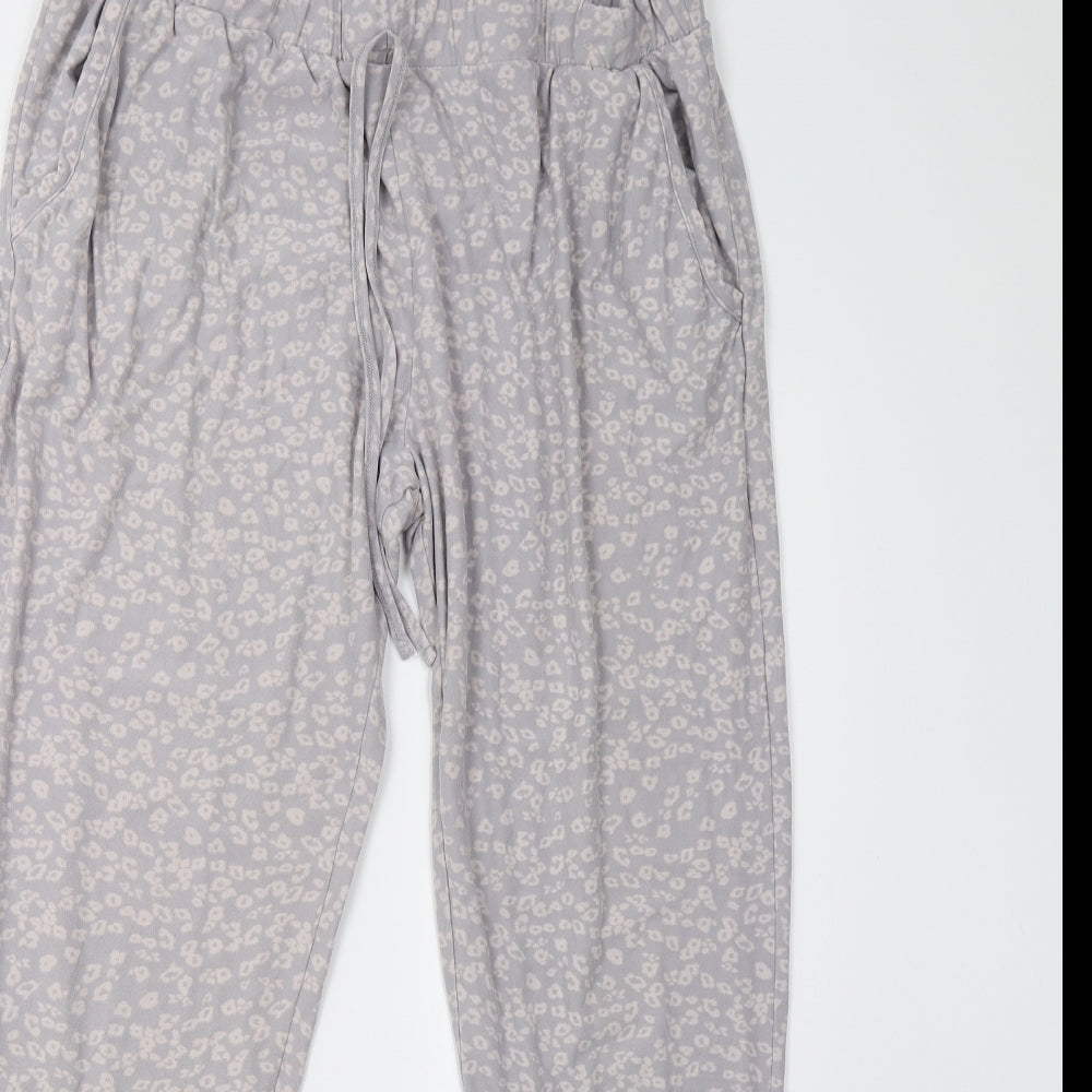 Primark Womens Grey Animal Print Fleece  Pyjama Pants Size L