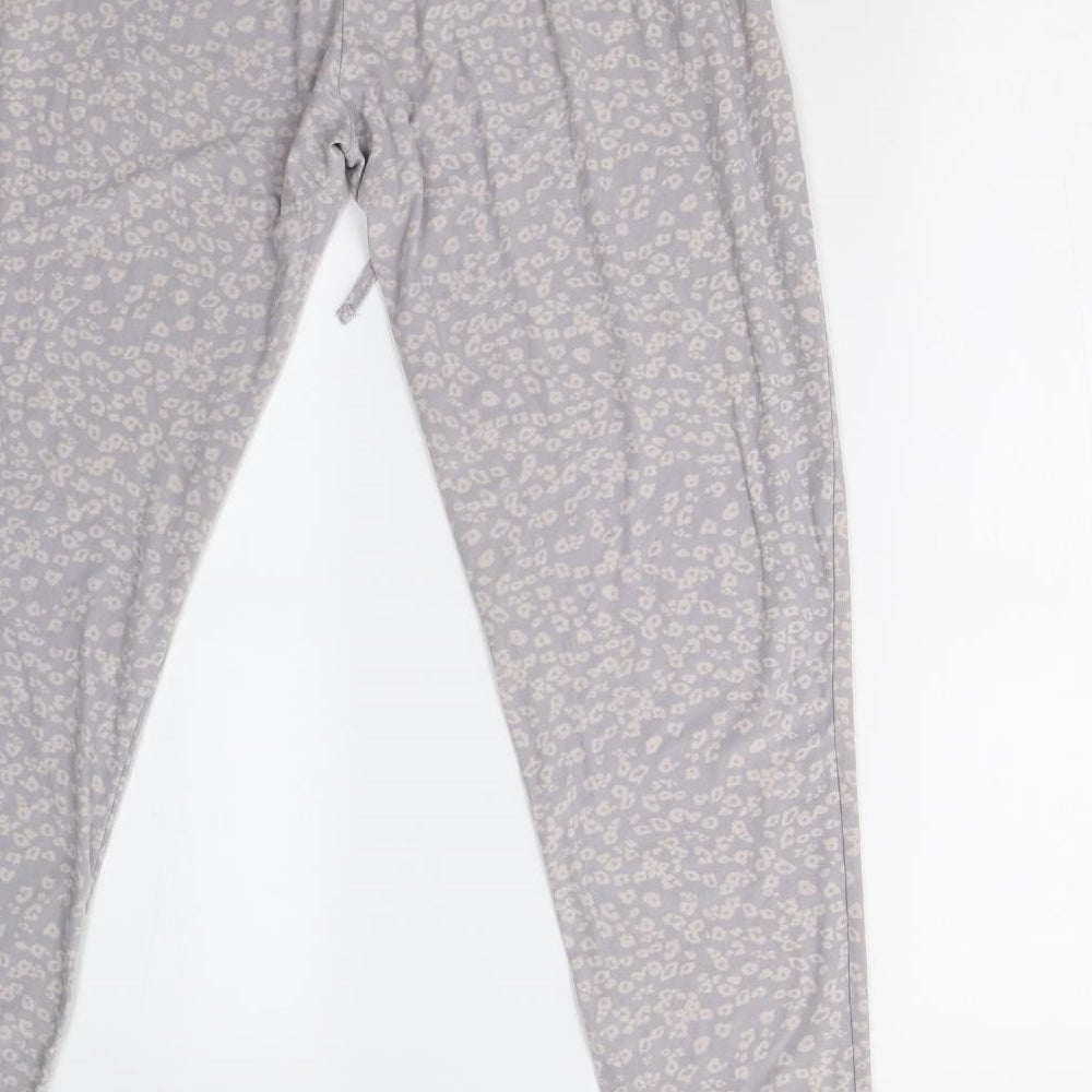 Primark Womens Grey Animal Print Fleece  Pyjama Pants Size L
