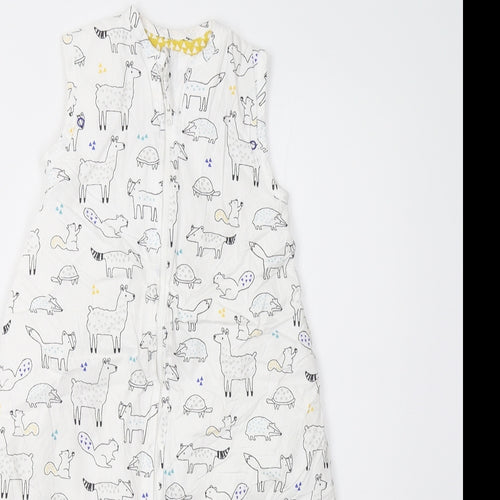 John Lewis Baby White Animal Print  Babygrow One-Piece Size 0-3 Months  - Sleep Bag