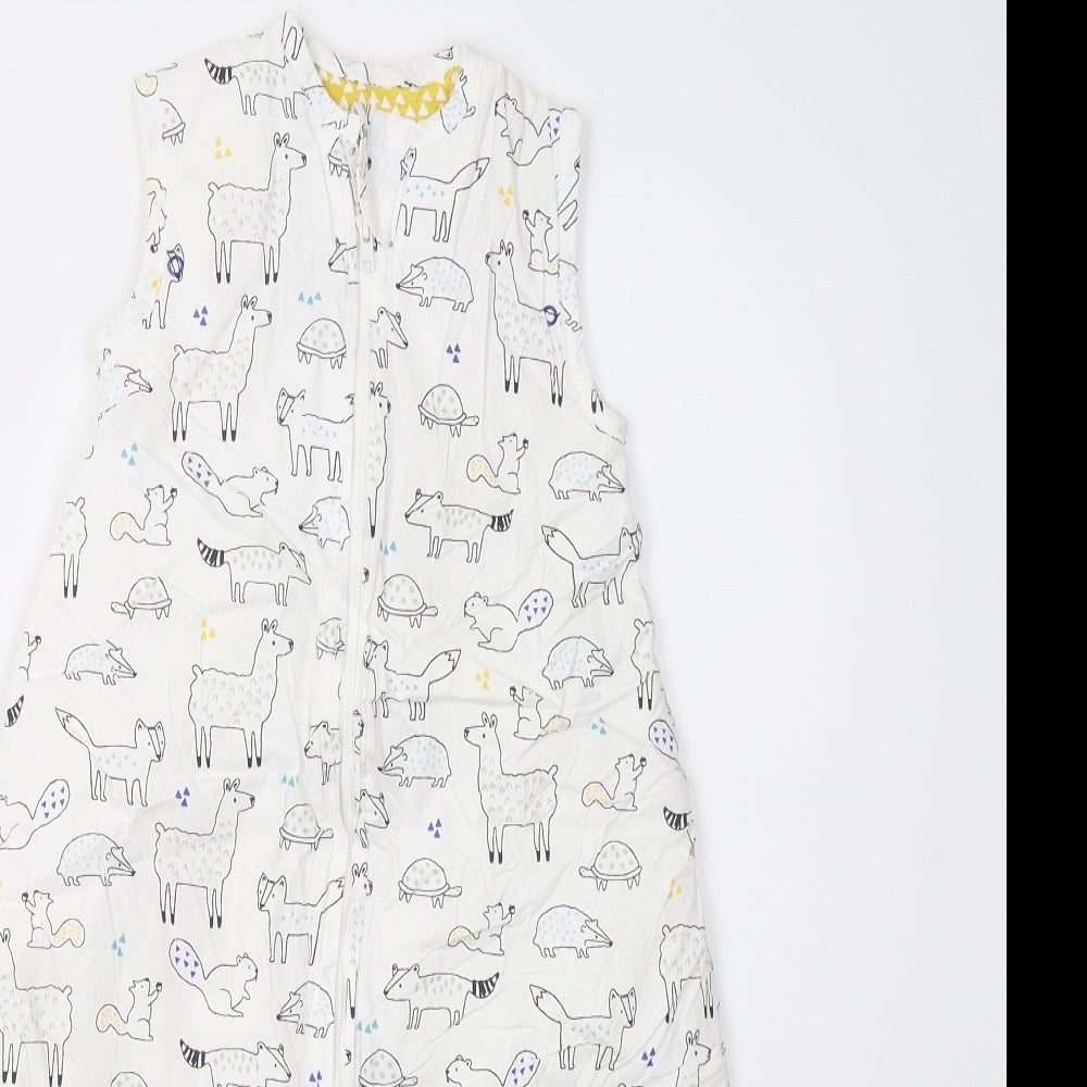 John Lewis Baby White Animal Print  Babygrow One-Piece Size 0-3 Months  - Sleep Bag