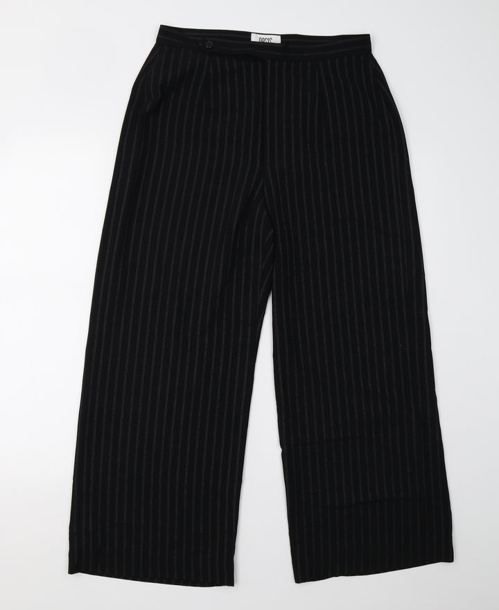 Oasis Womens Black Striped Trousers Size 12 L25 in