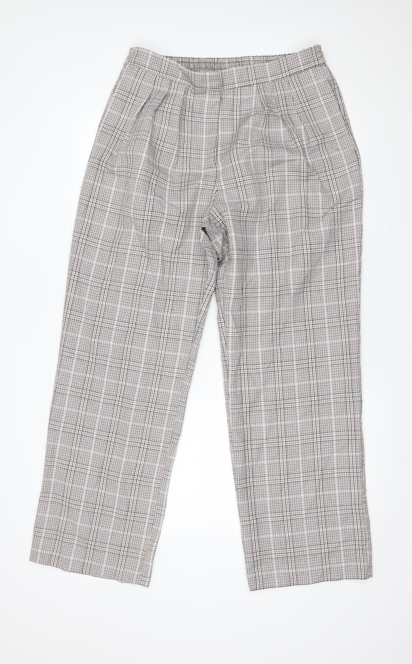 Primark Womens Beige Plaid  Trousers  Size 16 L30 in