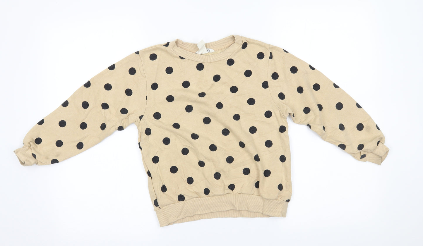 H&M Girls Beige Polka Dot  Pullover Jumper Size 6-7 Years