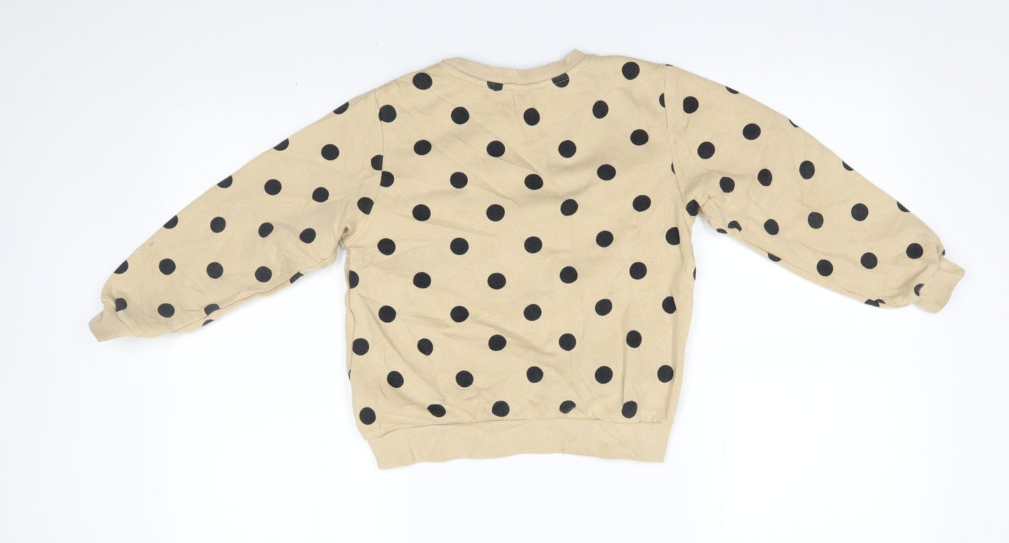 H&M Girls Beige Polka Dot  Pullover Jumper Size 6-7 Years