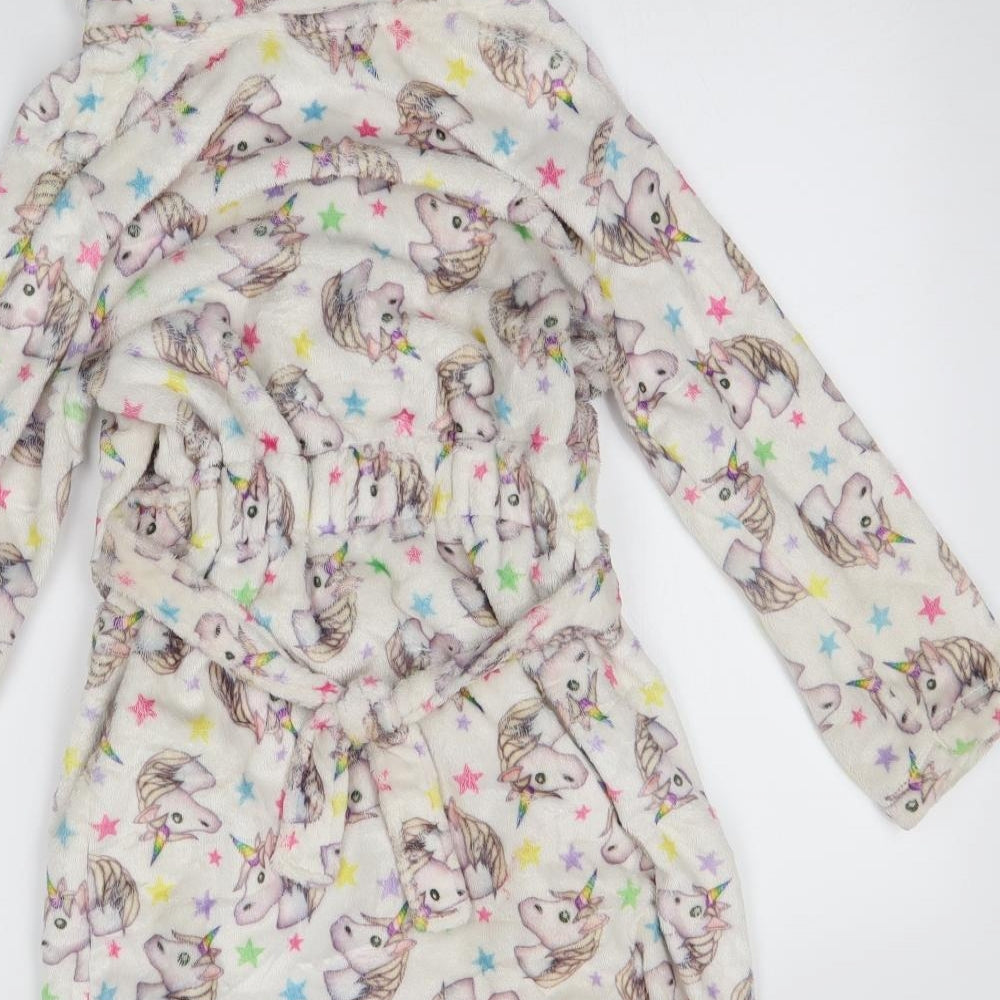 George Girls White    Robe Size 7-8 Years  - unicorn