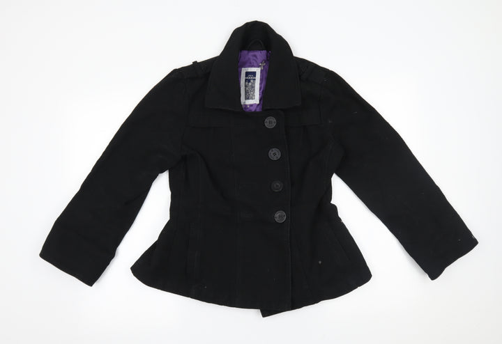 HOOCH Womens Black   Pea Coat Coat Size 12