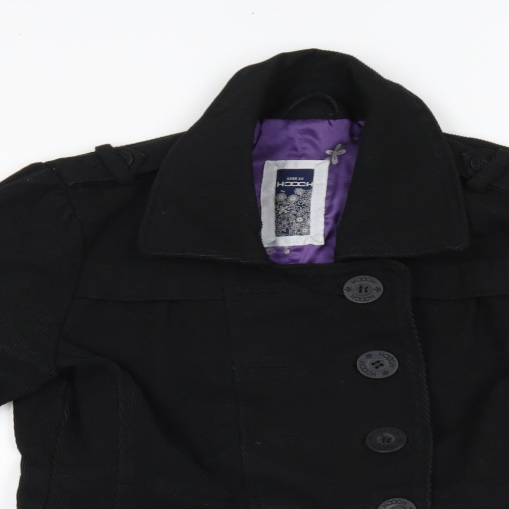HOOCH Womens Black   Pea Coat Coat Size 12