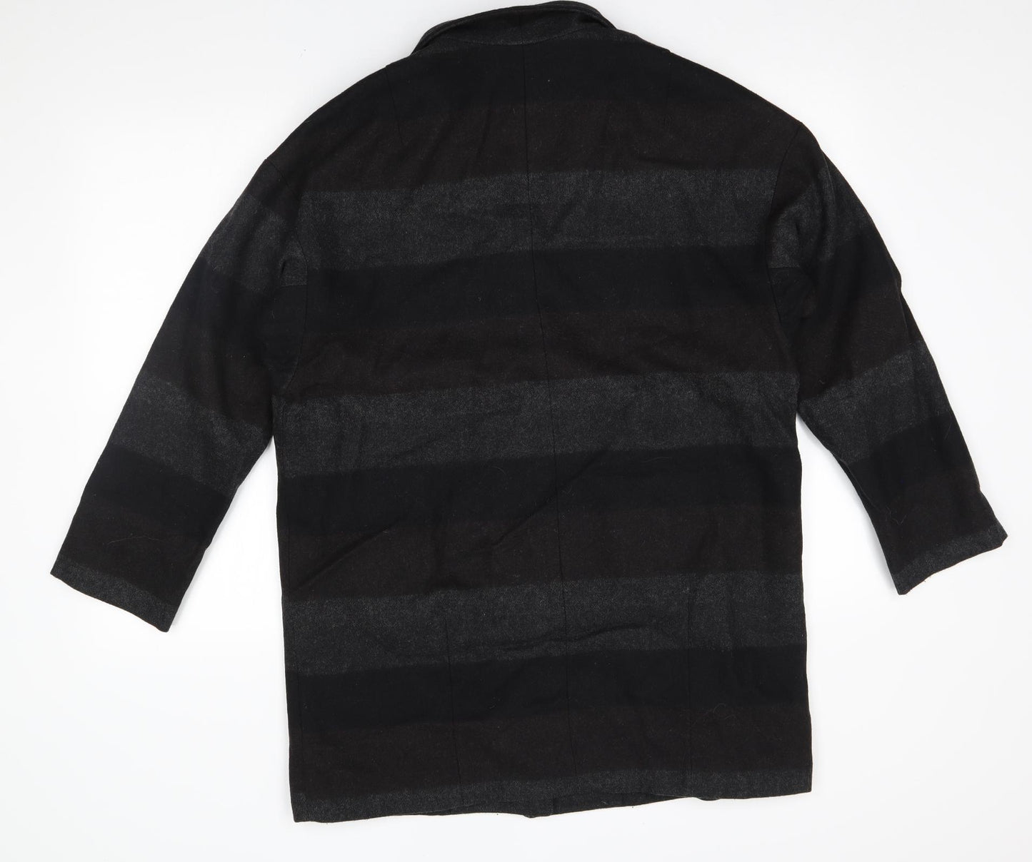 ace delivery Womens Black Striped  Overcoat Coat Size M