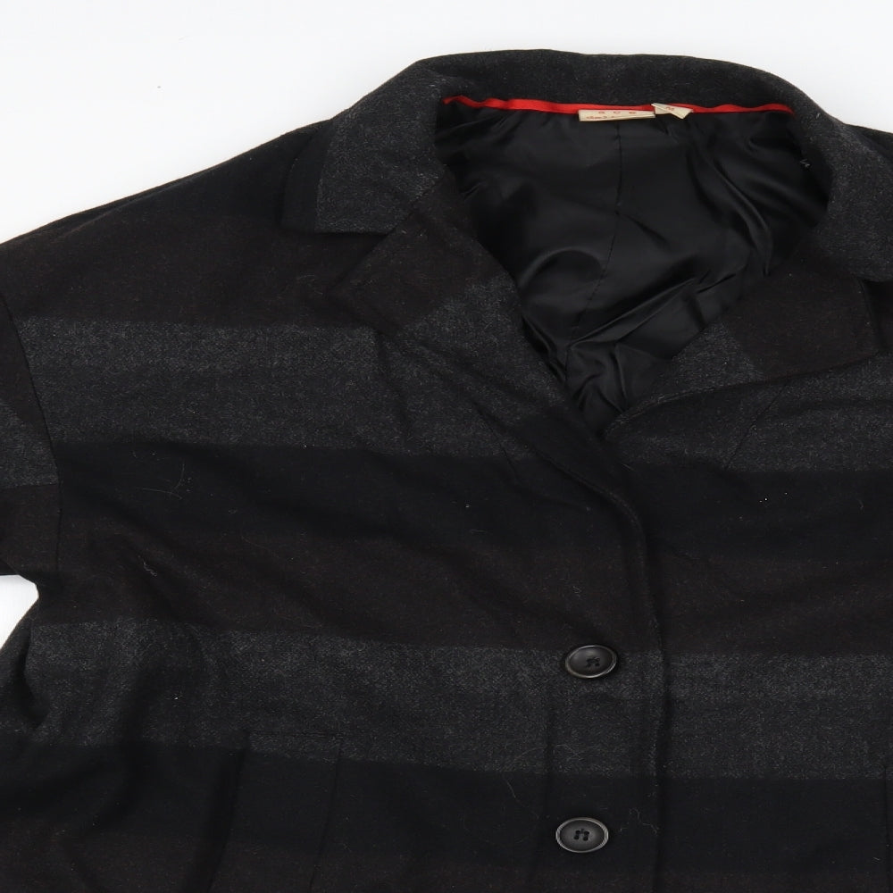 ace delivery Womens Black Striped  Overcoat Coat Size M