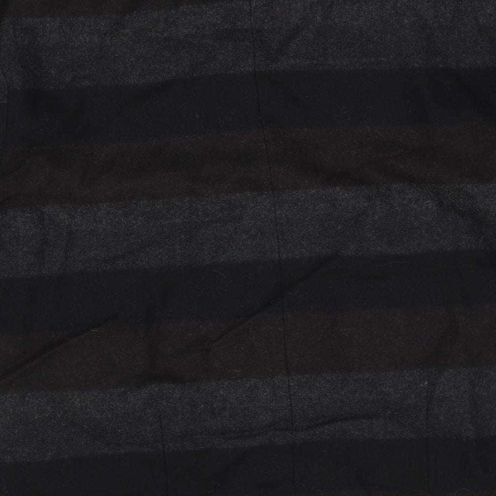 ace delivery Womens Black Striped  Overcoat Coat Size M