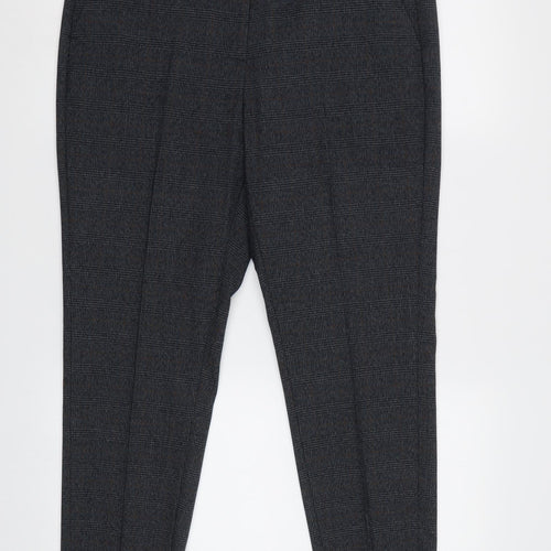 M&S Womens Gold Check  Dress Pants Trousers Size 14 L28 in