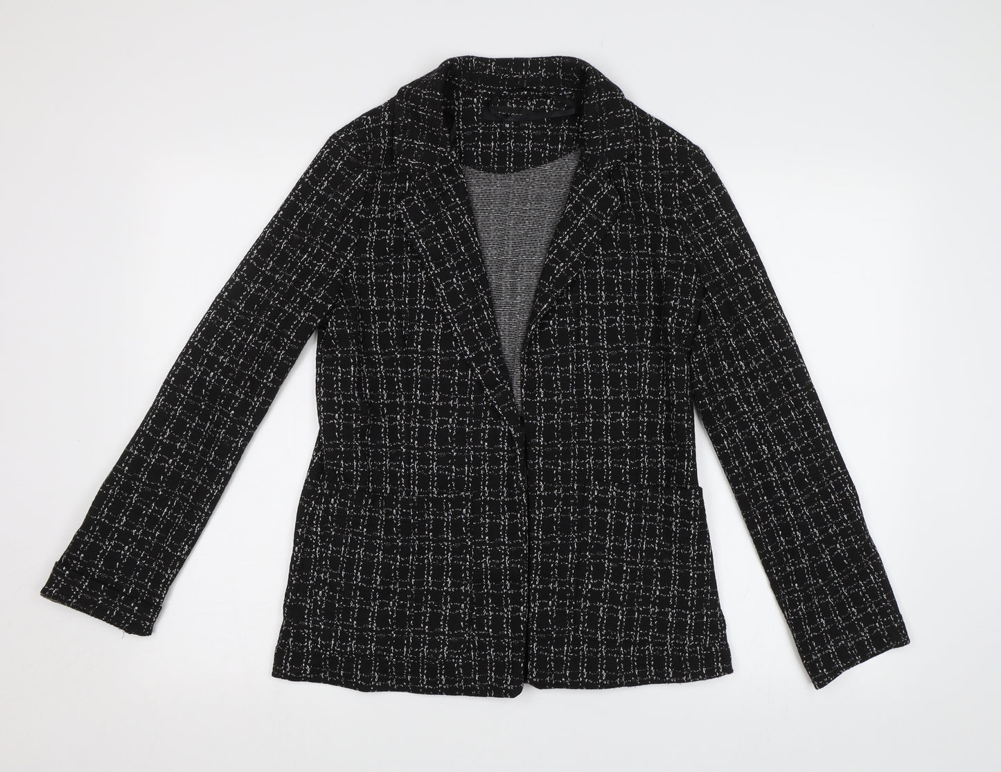 New Look Womens Black Check  Jacket Blazer Size 10