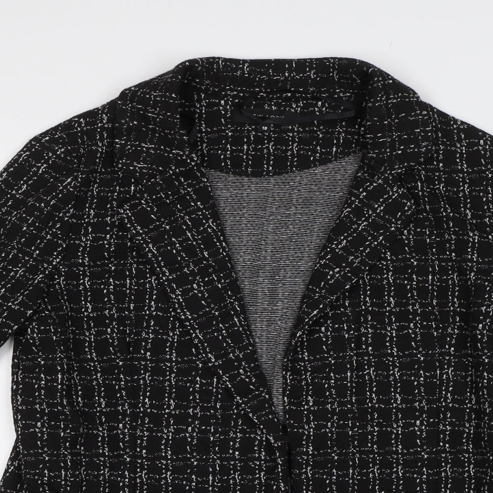 New Look Womens Black Check  Jacket Blazer Size 10