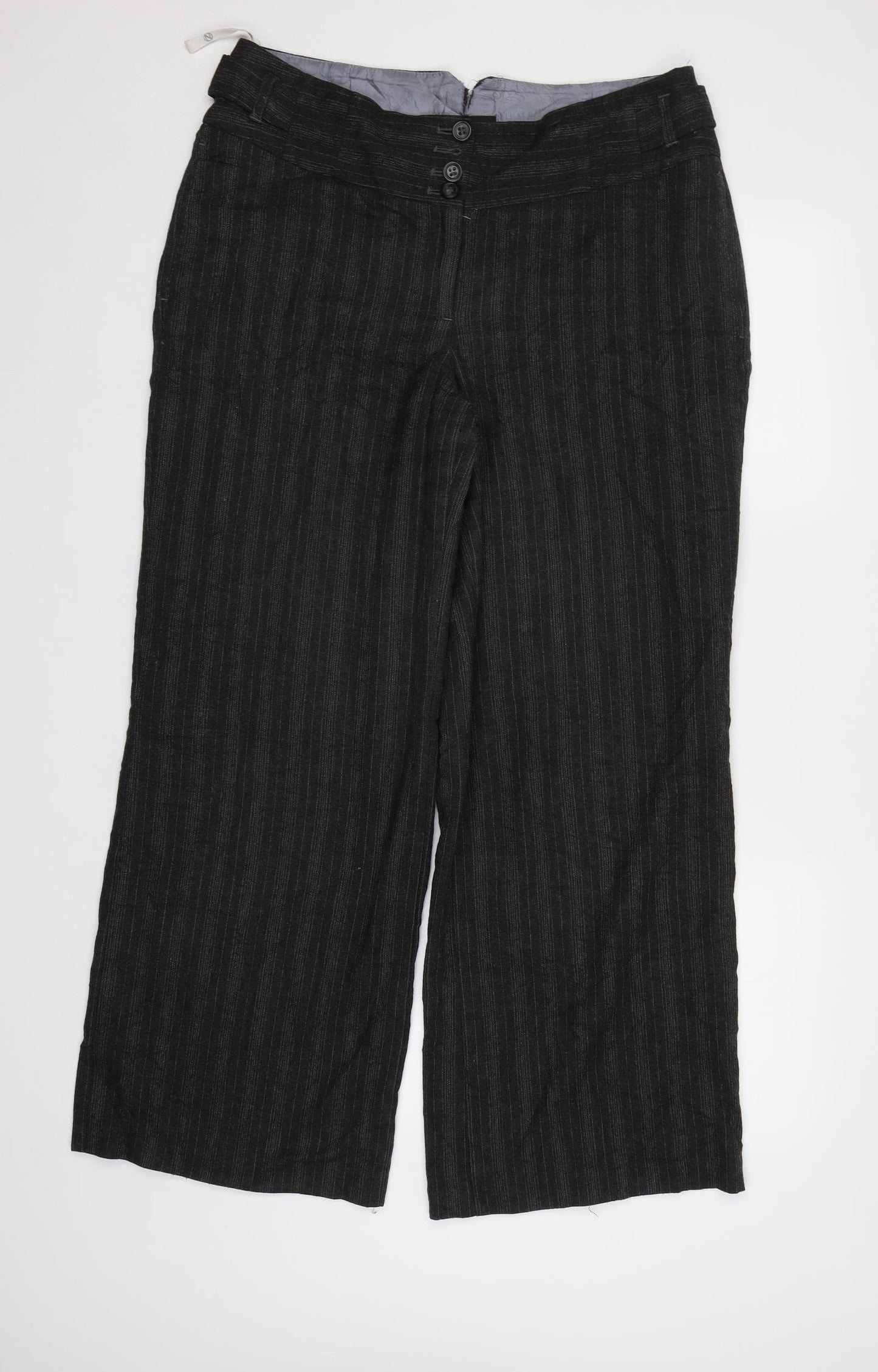 NEXT Womens Grey Striped  Dress Pants Trousers Size 14 L30 in