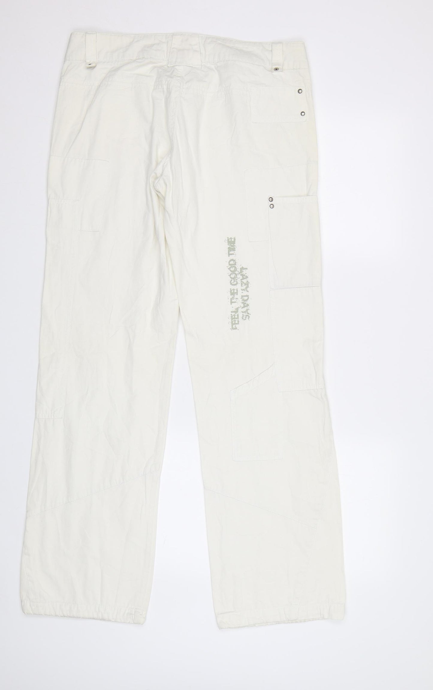Madonna Womens White   Cargo Trousers Size 14 L32 in