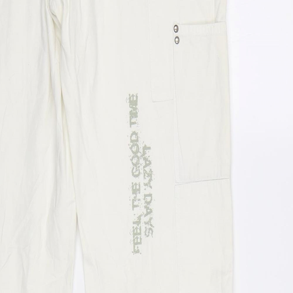 Madonna Womens White   Cargo Trousers Size 14 L32 in