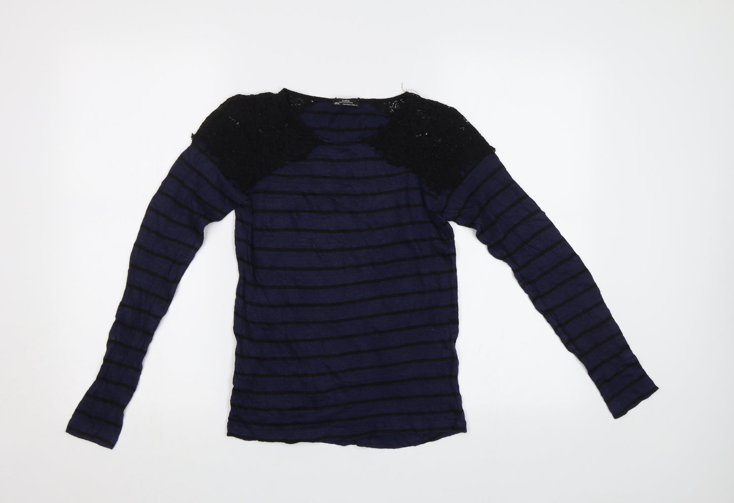 Zara Womens Blue Striped  Basic Blouse Size M