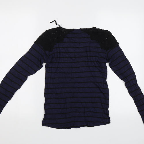 Zara Womens Blue Striped  Basic Blouse Size M