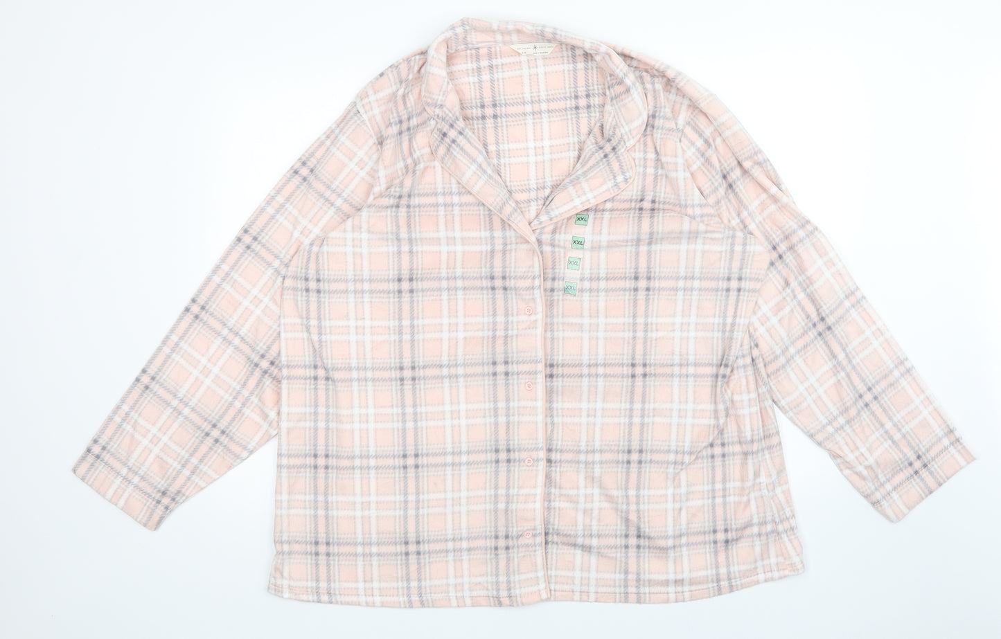 M&S Womens Pink Plaid   Pyjama Top Size 2XL