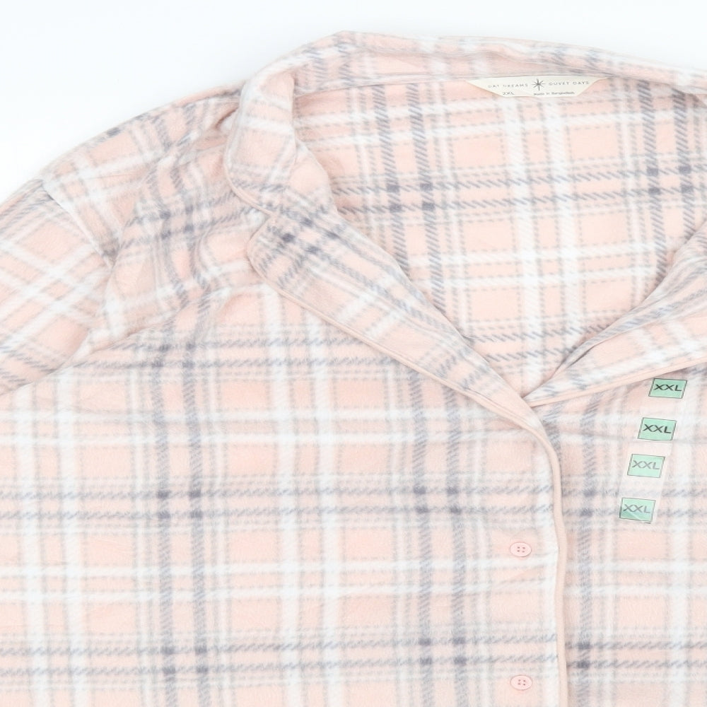 M&S Womens Pink Plaid   Pyjama Top Size 2XL