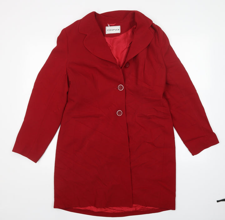 Gina Womens Red Overcoat Coatigan Size 16