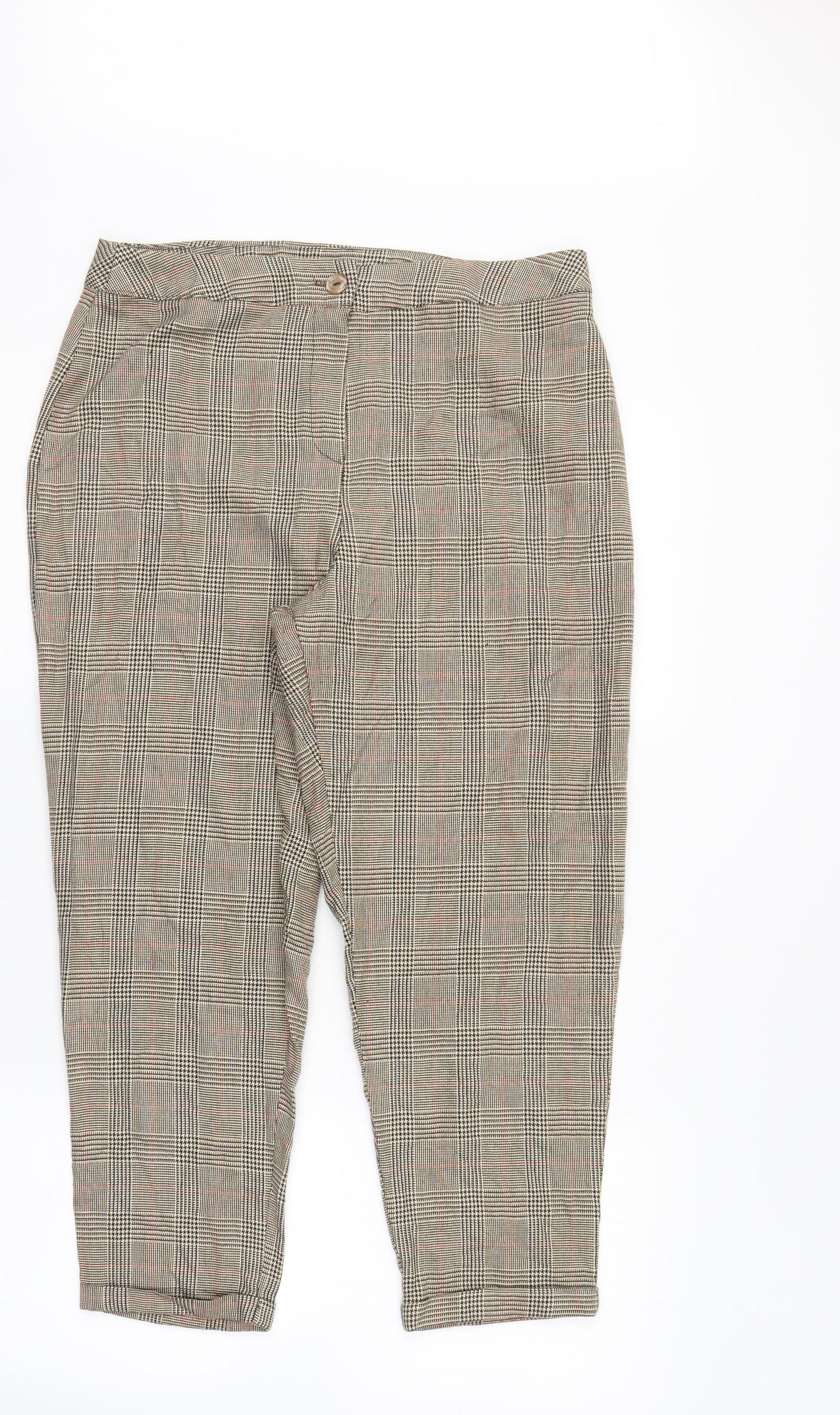 Boohoo Womens Brown Check  Trousers  Size 14 L24 in