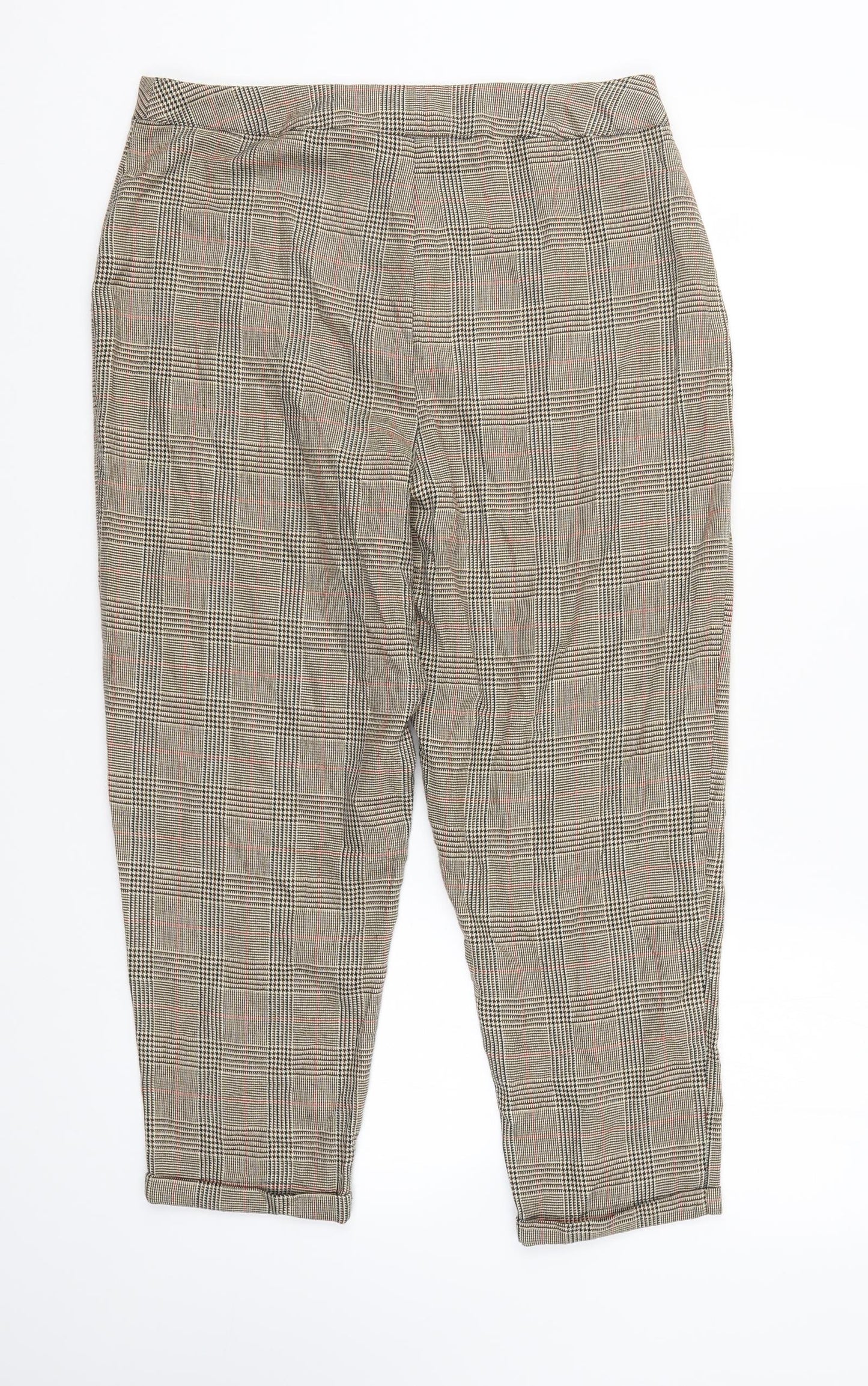 Boohoo Womens Brown Check  Trousers  Size 14 L24 in