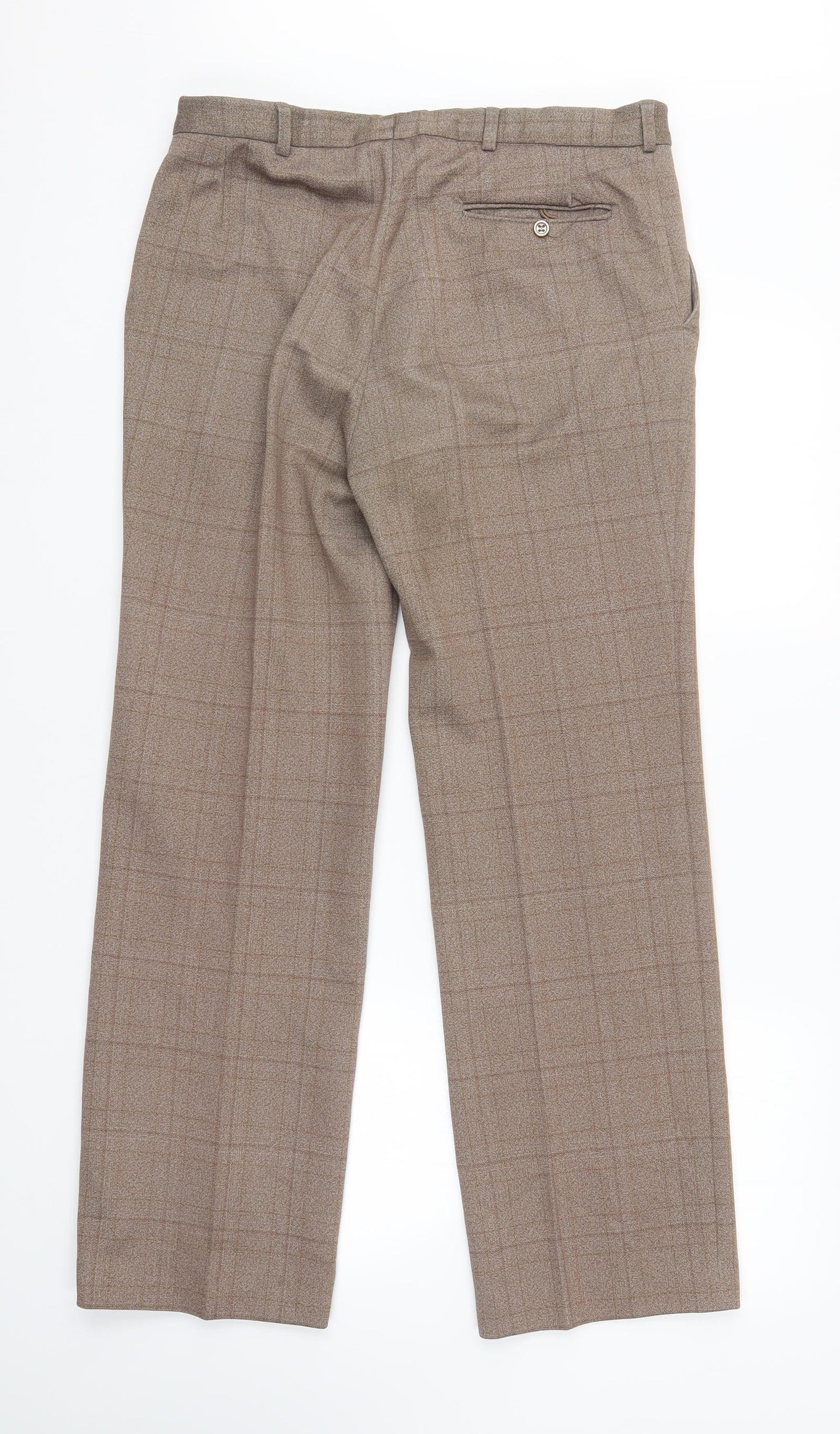Grendale Mens Brown Check  Trousers  Size 34 L29 in