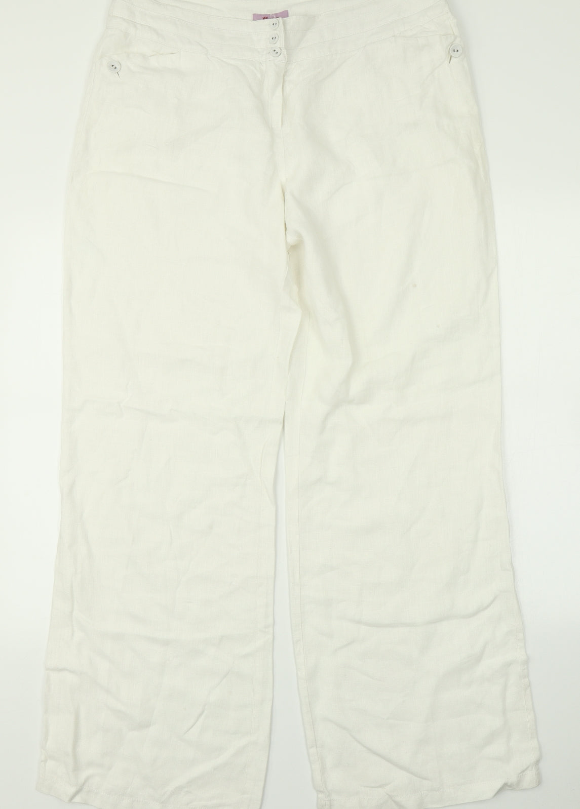 Monsoon Womens White   Trousers  Size 16 L32 in