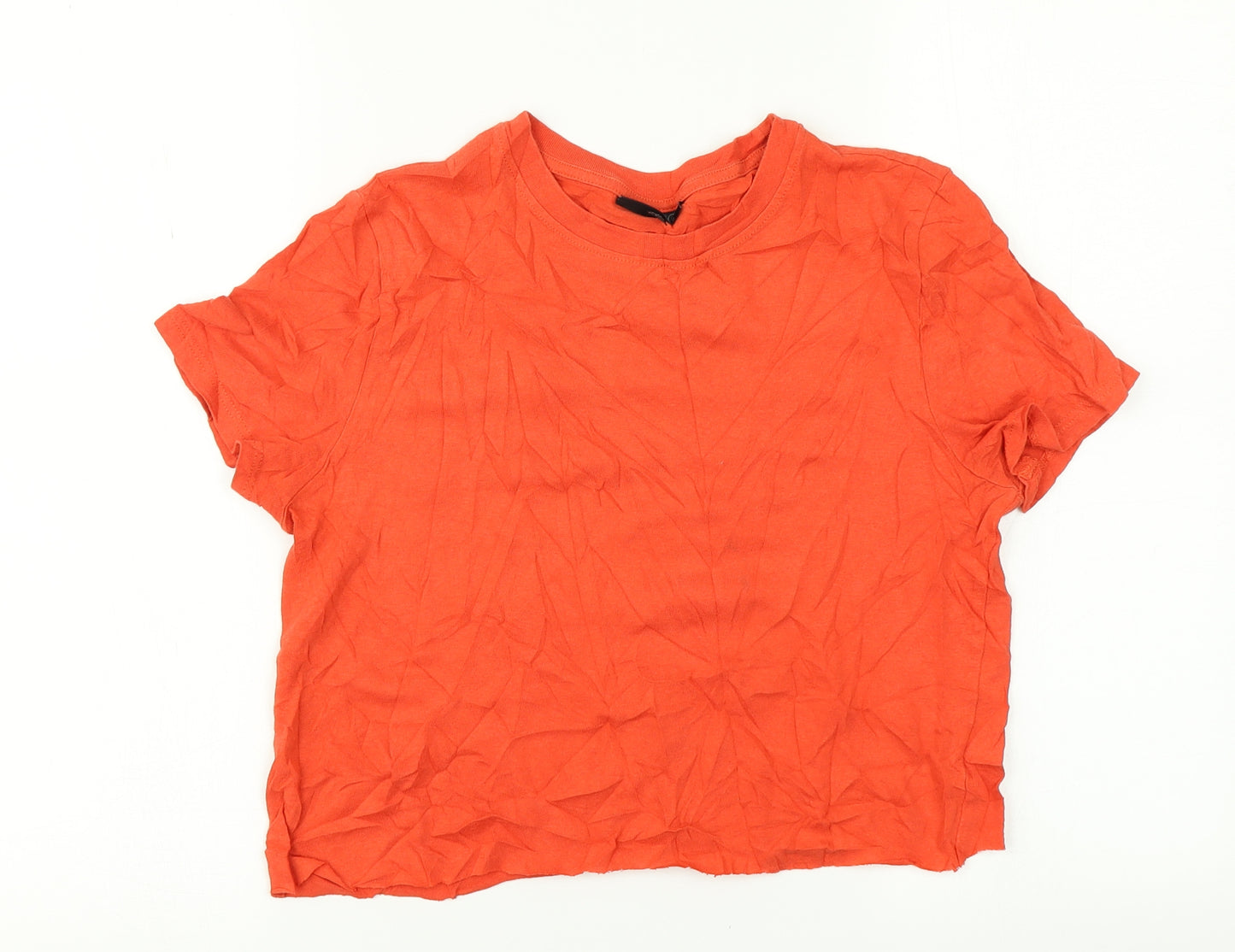 Topshop Womens Orange   Cropped T-Shirt Size 10  - Distressed end