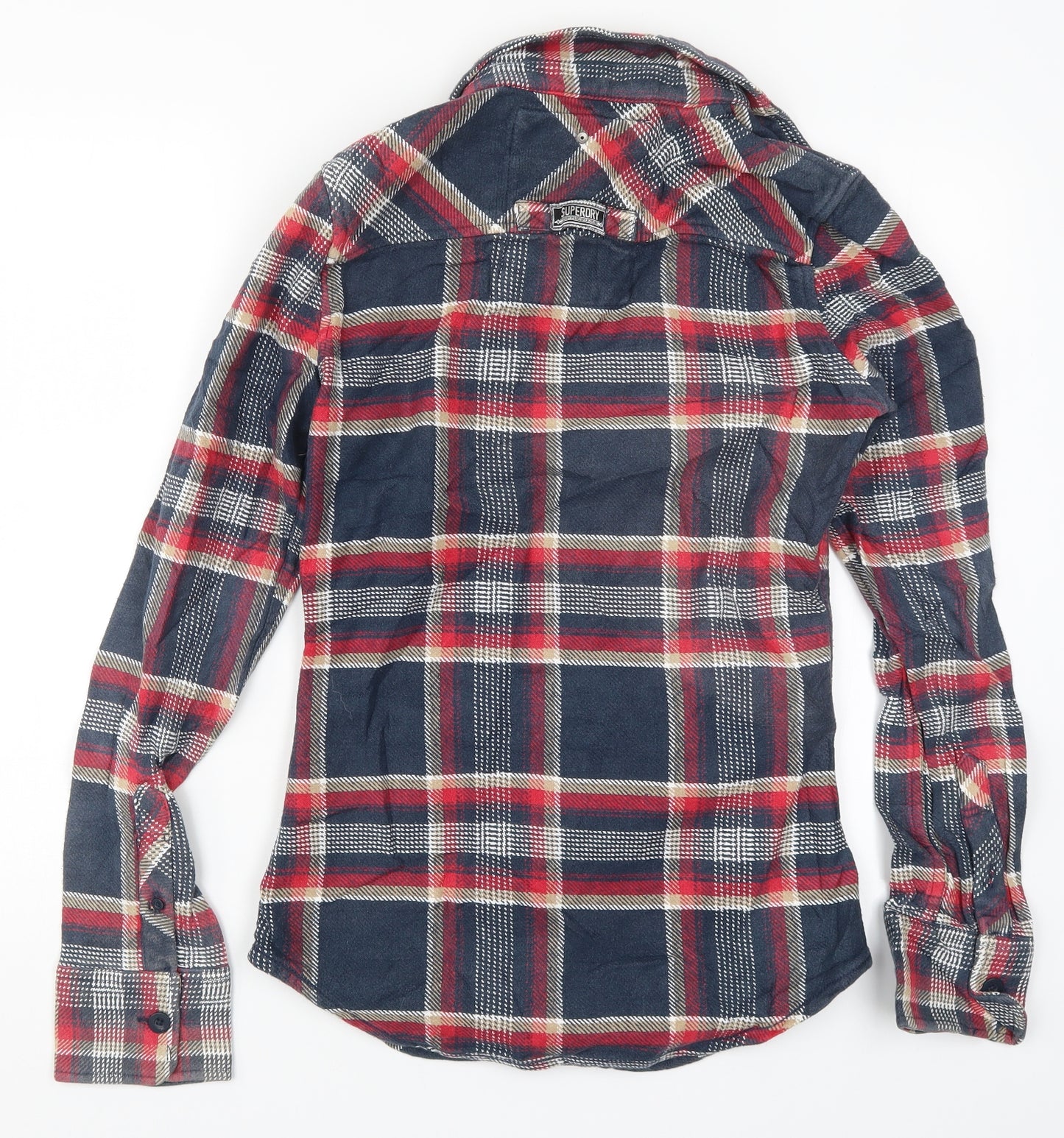 Superdry Mens Blue Check   Button-Up Size S  - Red