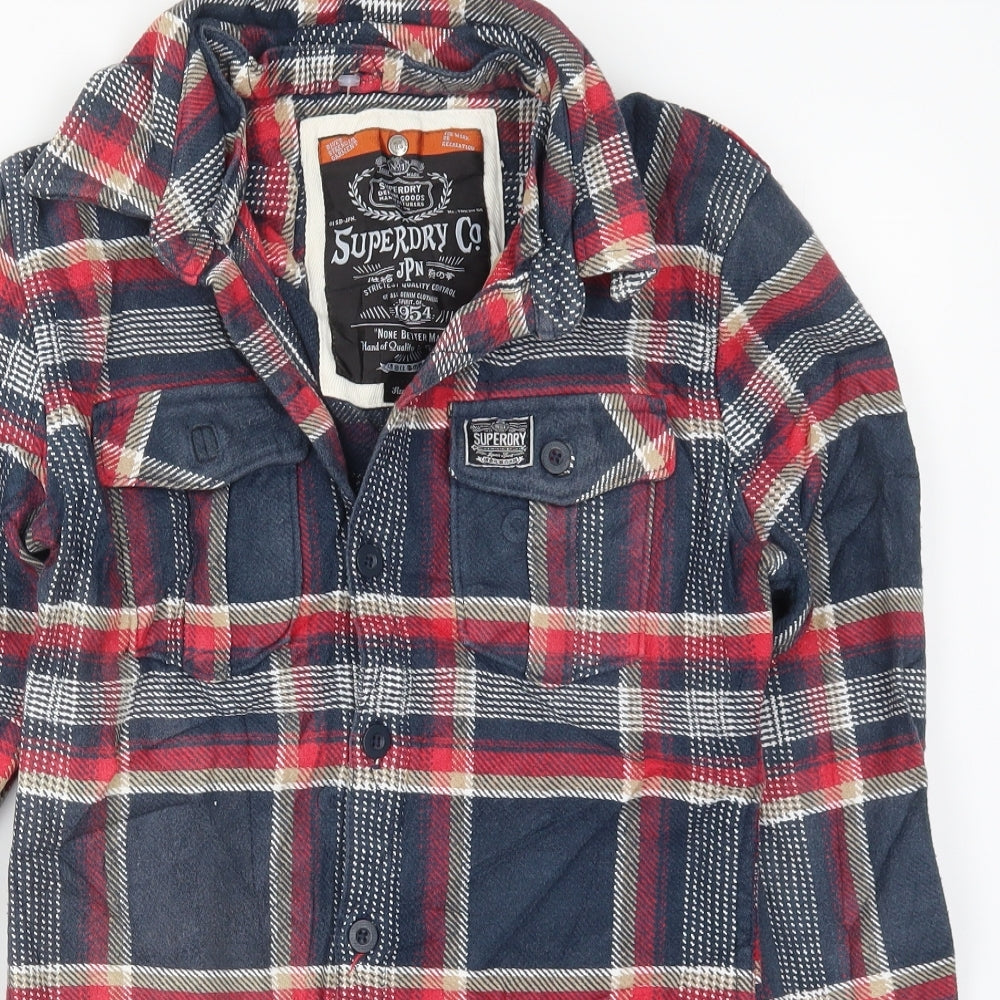 Superdry Mens Blue Check   Button-Up Size S  - Red