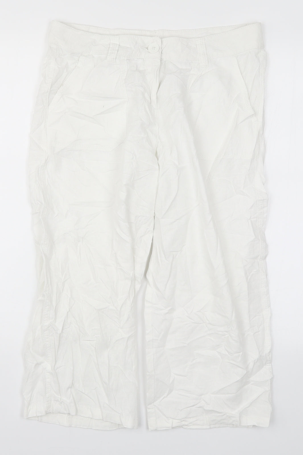 Marks and Spencer Womens White   Cropped Trousers Size 10