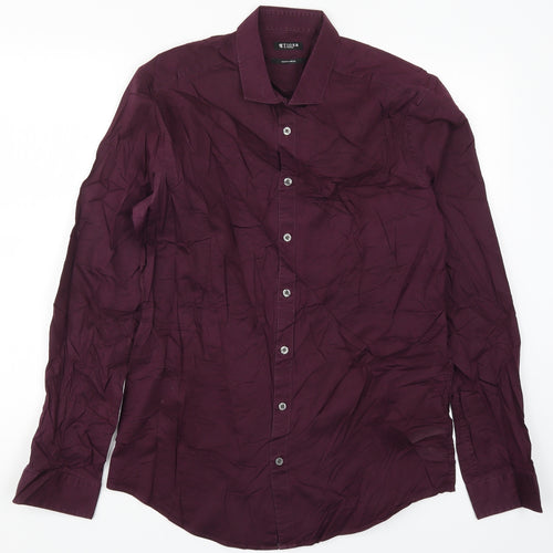 Tiger Mens Purple    Button-Up Size L