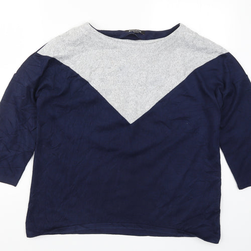 Bonmarché Womens Blue  Knit Pullover Jumper Size 14  - Colourblock