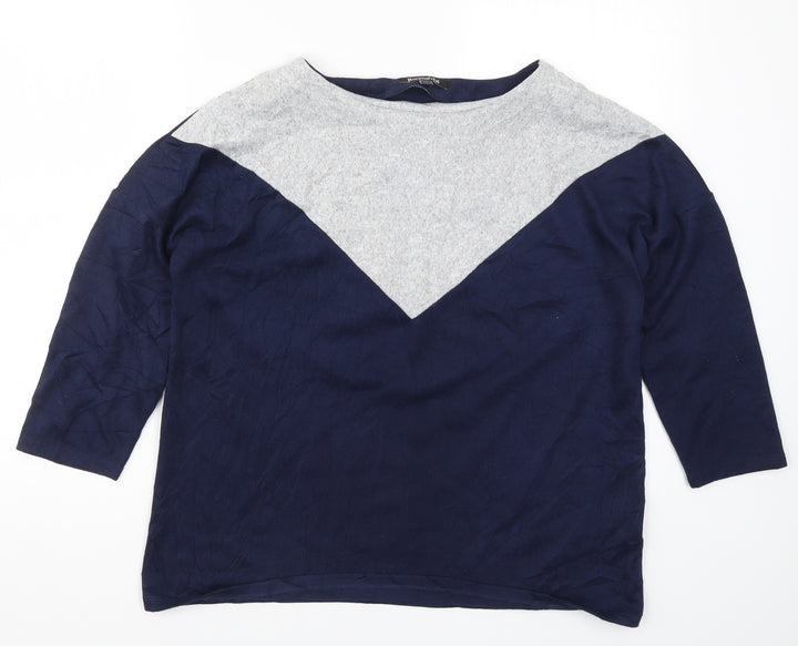 Bonmarché Womens Blue  Knit Pullover Jumper Size 14  - Colourblock