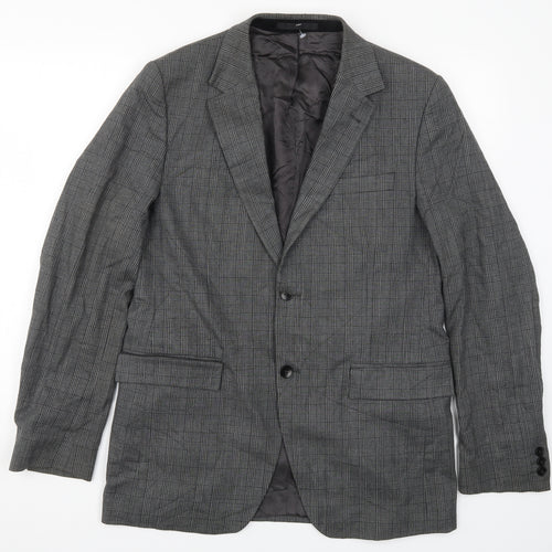 Azzaro Mens Grey Check  Jacket Suit Jacket Size 44
