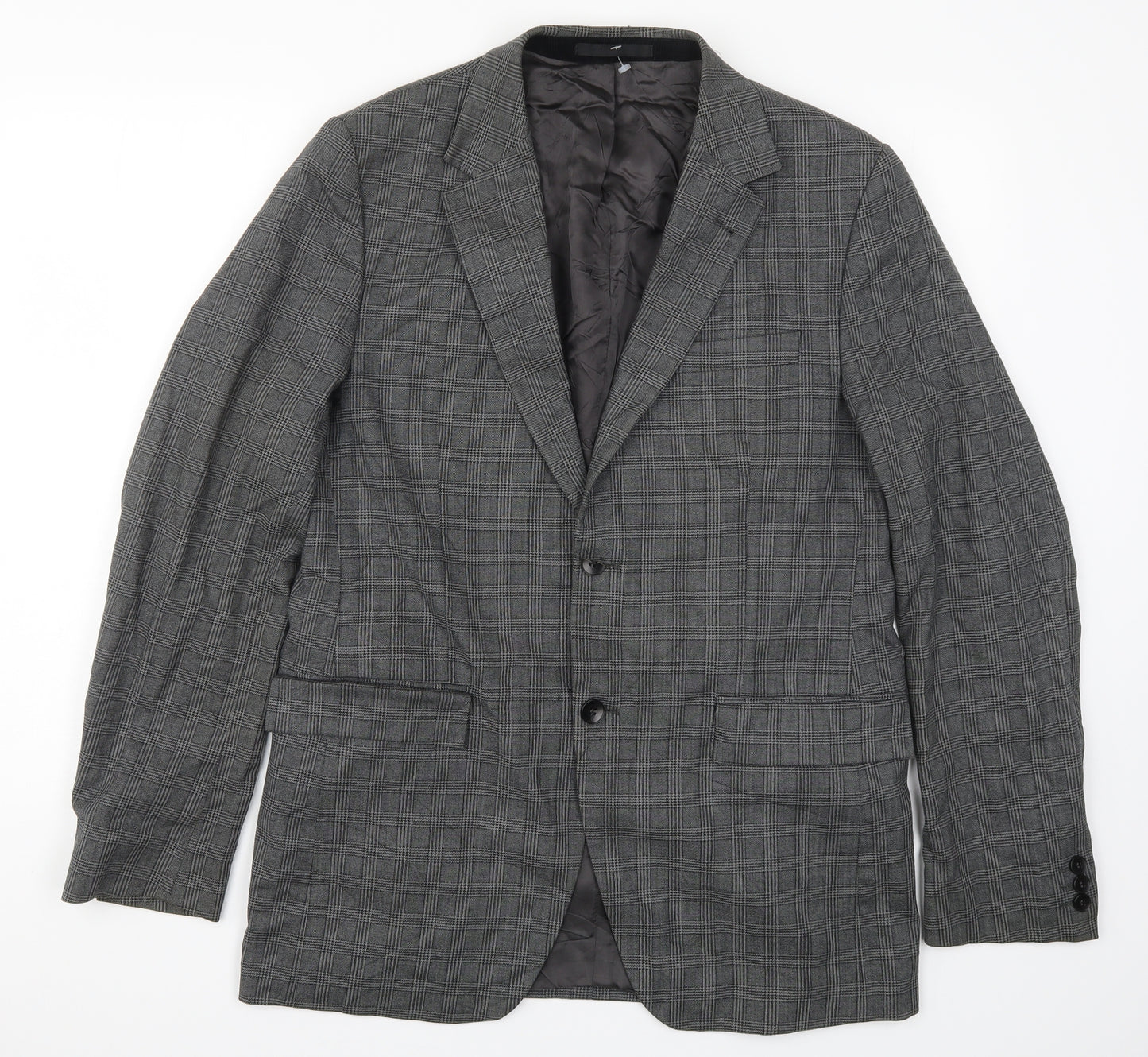 Azzaro Mens Grey Check  Jacket Suit Jacket Size 44