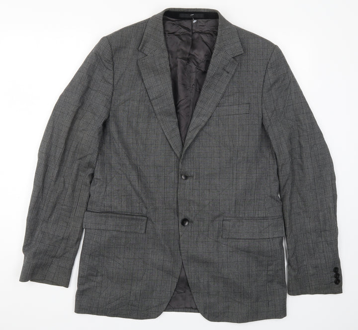 Azzaro Mens Grey Check  Jacket Suit Jacket Size 44