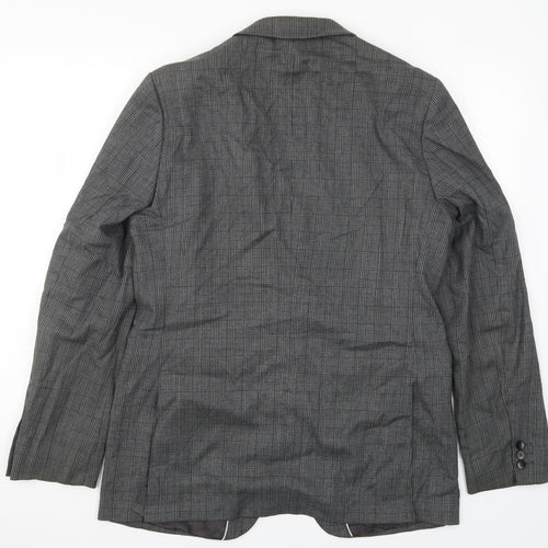 Azzaro Mens Grey Check  Jacket Suit Jacket Size 44