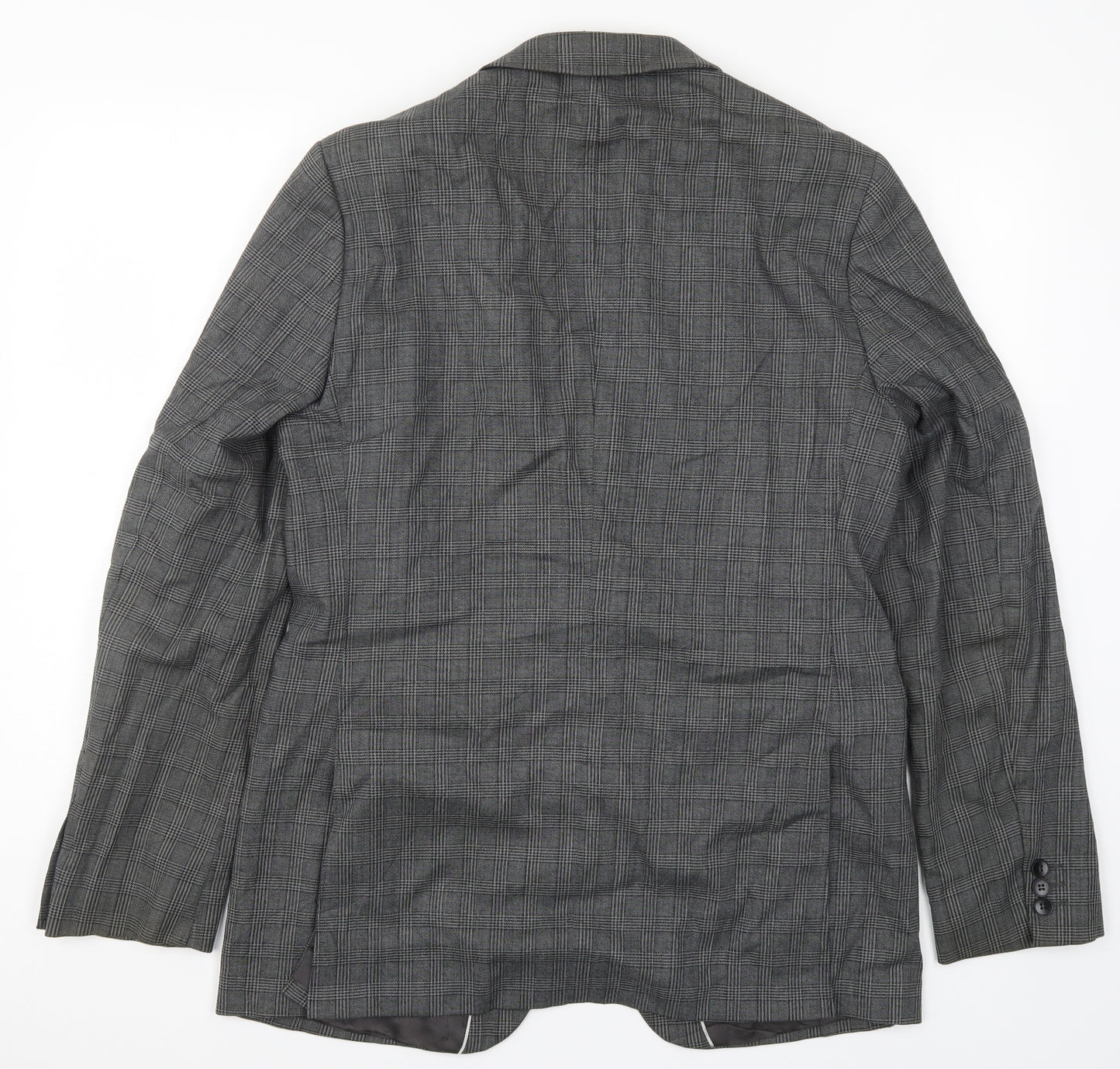 Azzaro Mens Grey Check  Jacket Suit Jacket Size 44