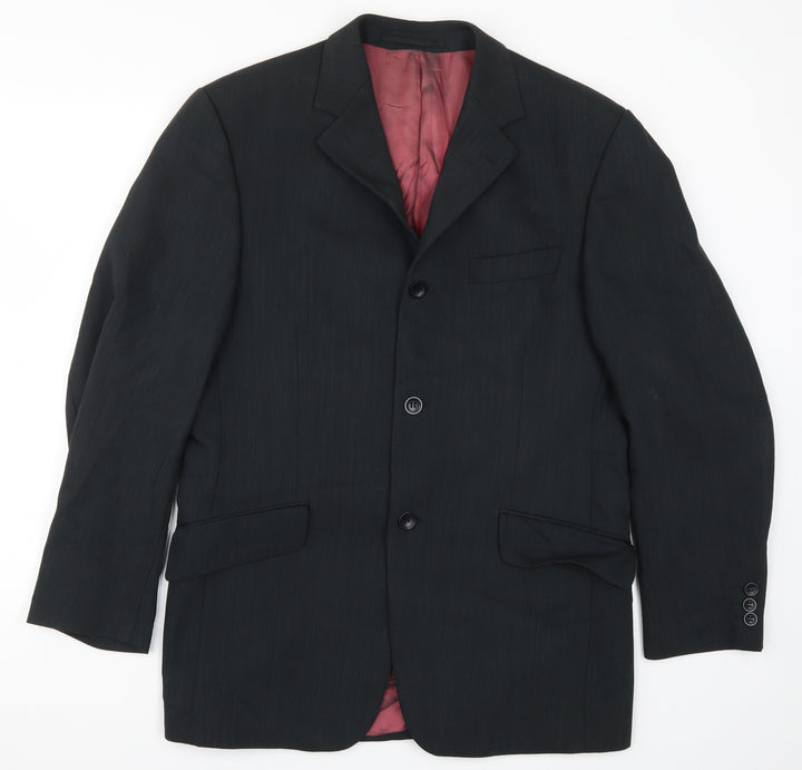 REMUS Mens Black   Jacket Suit Jacket Size 38