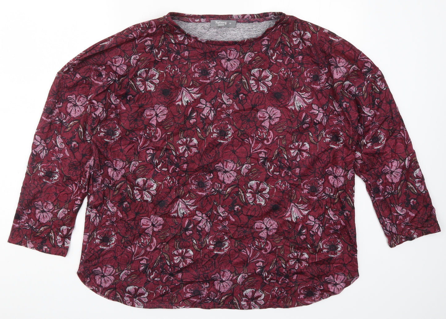 Nutmeg Womens Pink Floral  Basic T-Shirt Size 18